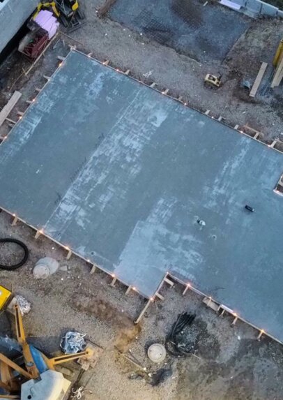 Bodenplatte vom Neubau Einfamilienhaus bei Limburg an der Lahn (Rheinland-Pfalz)