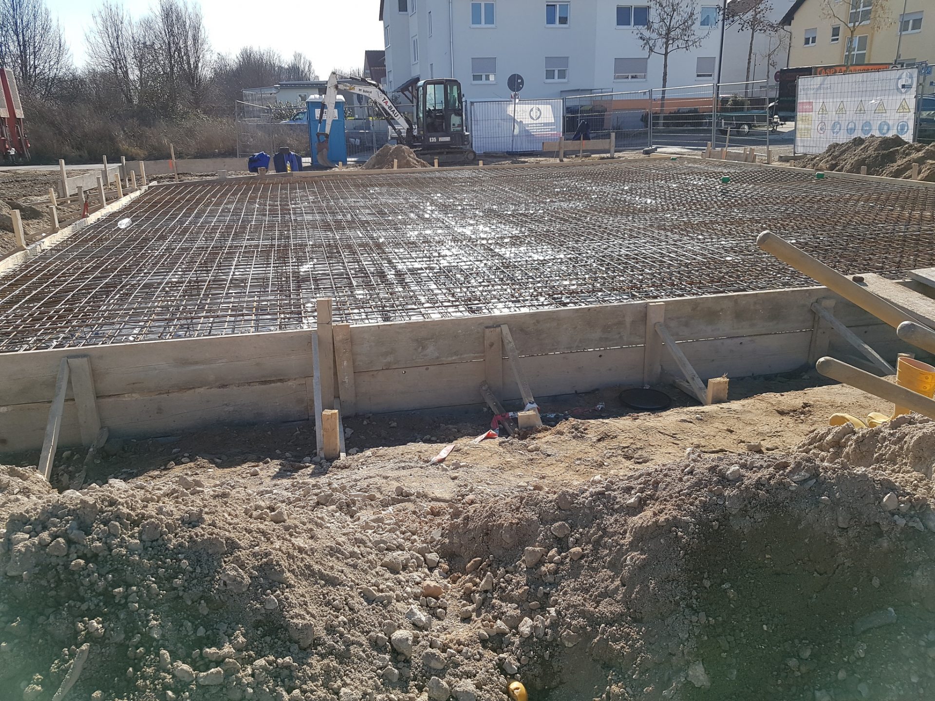 Ansicht Bodenplatte (Bewehrung) eines zweieinhalbgeschossigen Neubau Einfamilienhauses in Ludwigshafen (Rheinland-Pfalz)