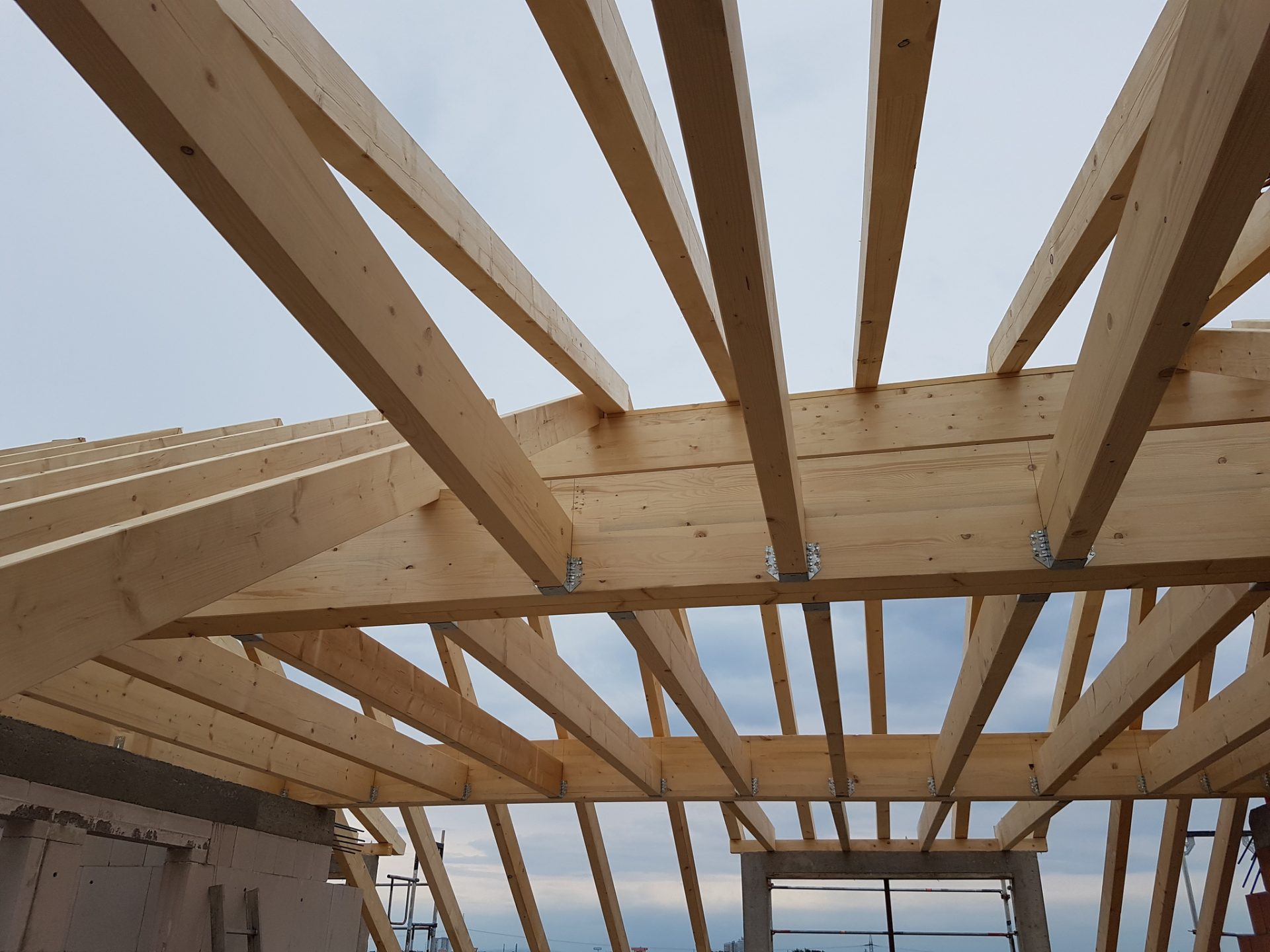 Dachstuhl eines zweieinhalbgeschossigen Neubau Einfamilienhauses in Ludwigshafen (Rheinland-Pfalz)