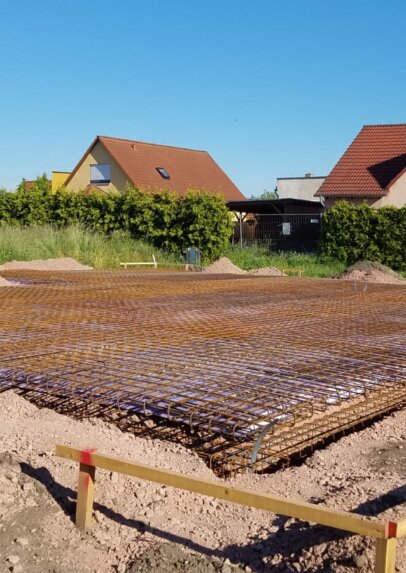 Ansicht obere Bewehrungslage bei einem Neubau eines Einfamilienhauses in Leipzig (Sachsen)
