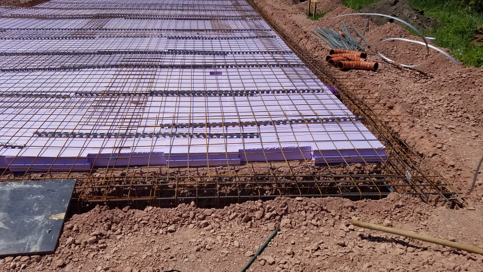 Ansicht untere Bewehrungslage bei einem Neubau eines Einfamilienhauses in Leipzig (Sachsen)