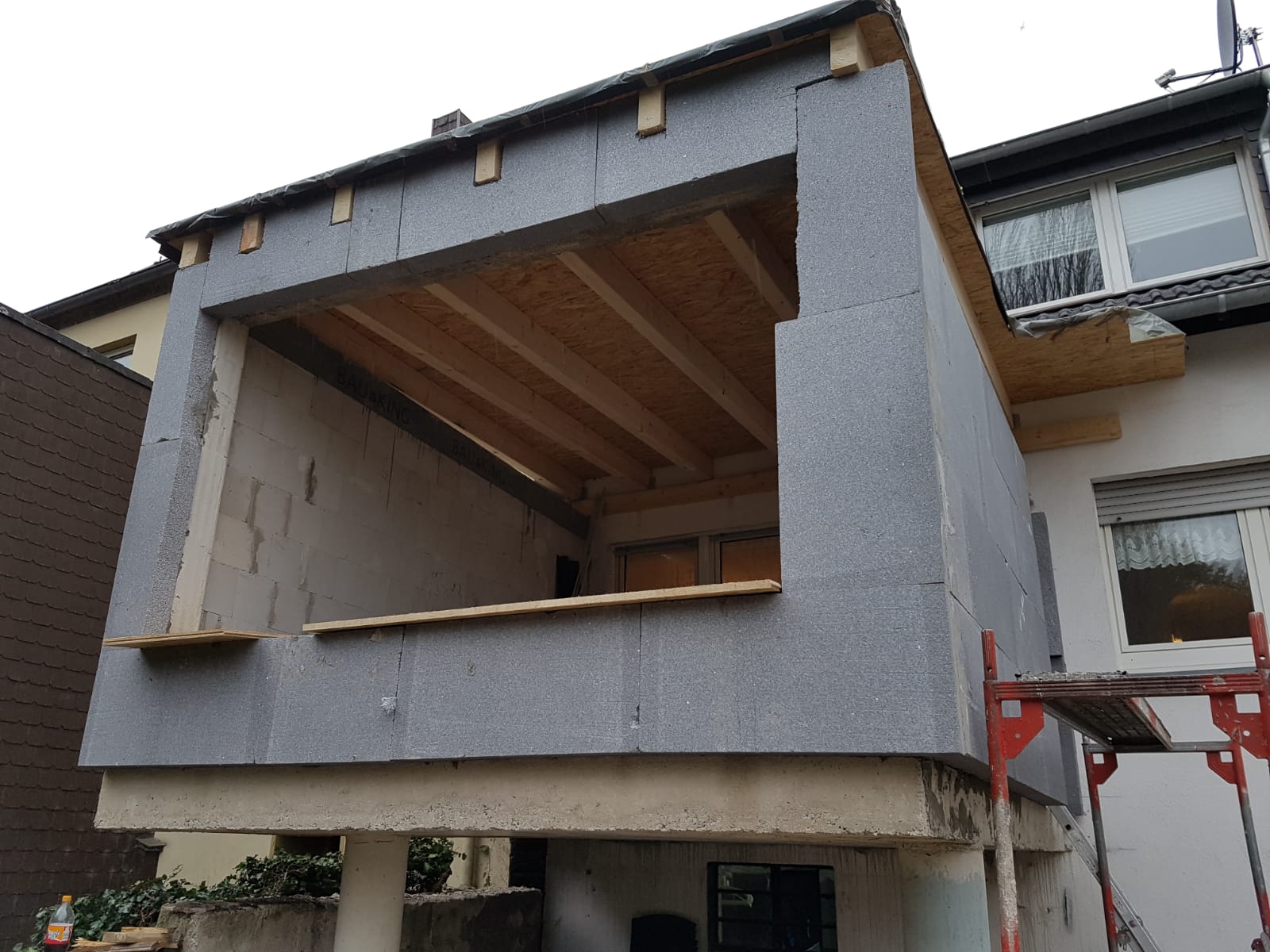 Ansicht Rohbau vom Anbau eines Einfamilienhauses bei Dortmund (NRW)