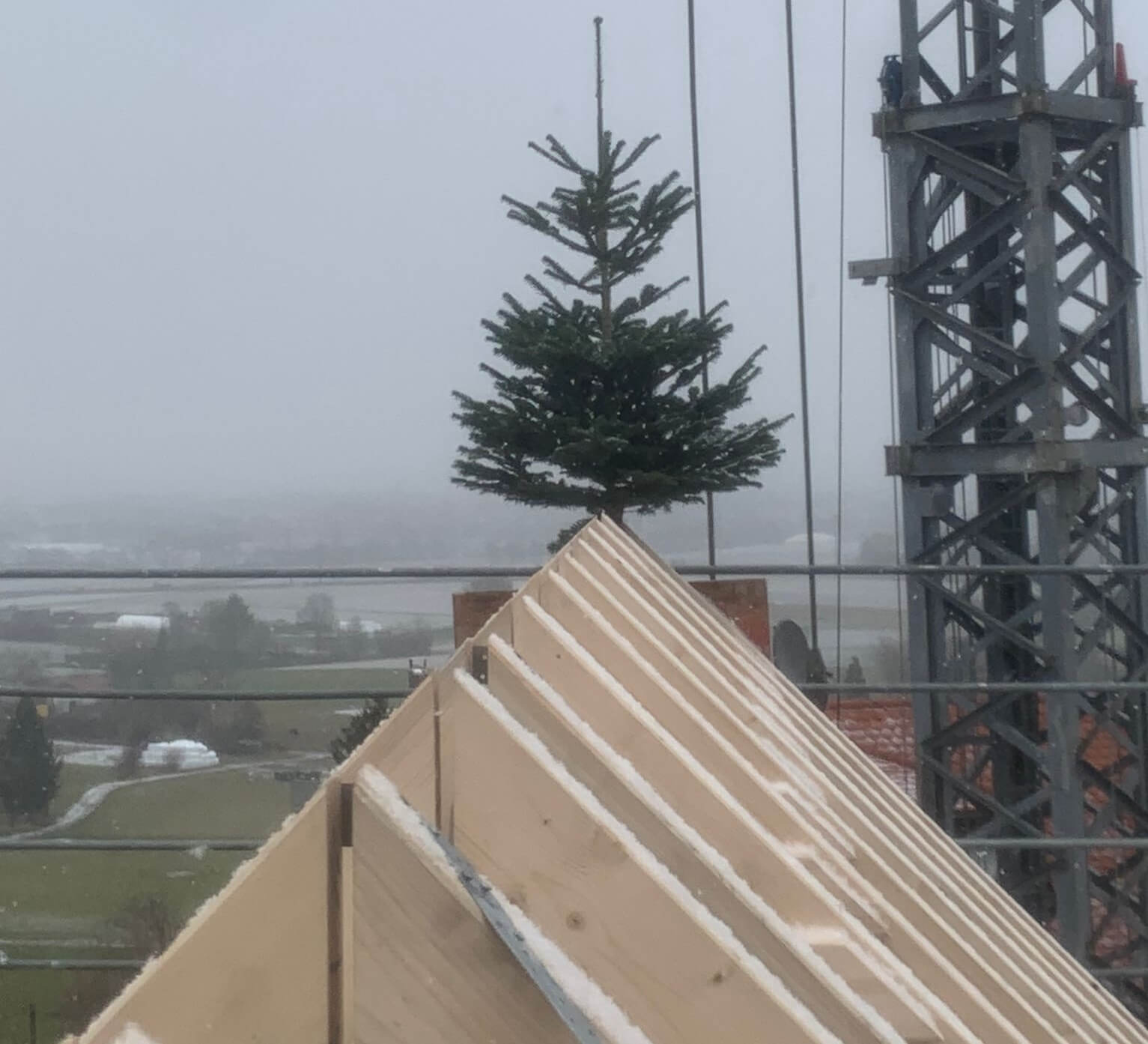 Firstpfette vom Neubau Mehrfamilienhaus in Filderstadt (Baden-Württemberg)